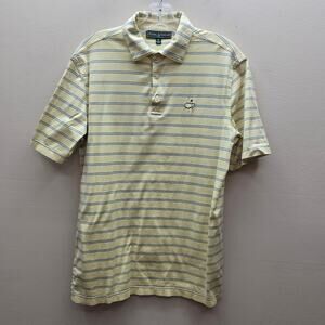 Masters Collection Men's Striped Cotton Golf Polo Shirt Yellow Blue Size Medium